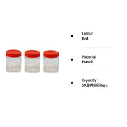 Sunpet J0050 50ml Small Plastic Food Storage Canisters, Red (Pack of 6) DanialHydariStores