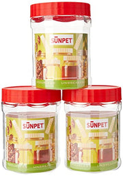 Sunpet J0050 50ml Small Plastic Food Storage Canisters, Red (Pack of 6) DanialHydariStores