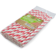 50 x Red and White Stripe Paper Drinking Straws 8" Biodegradable Eco My Store