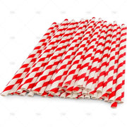 50 x Red and White Stripe Paper Drinking Straws 8" Biodegradable Eco My Store