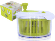 Small Salad Spinner with clear serving bowl, colander basket, smart-lock lid, easy drain system, non-slip base. 16cm|6in diam. Washes, dries & dresses lettuce, herbs, vegetables & fruit. Compact. NabehaKashafStores