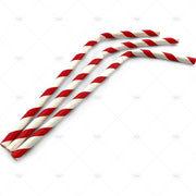 50 x Bendy Red and White Stripe Paper Drinking Straws 8" Biodegradable Eco My Store