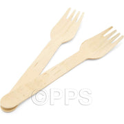 100 x Enviro Wooden Forks - Biodegradable Compostable Disposable Cutlery 100% Birchwood AzonUK