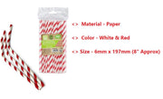 50 x Bendy Red and White Stripe Paper Drinking Straws 8" Biodegradable Eco My Store