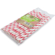 50 x Bendy Red and White Stripe Paper Drinking Straws 8" Biodegradable Eco My Store