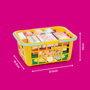 Casdon Shopping Basket. Colourful Toy Shopping Basket for Children Aged 2+. Comes with Miniature Versions of Popular Branded Foods AmazonUK