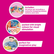 Casdon Shopping Basket. Colourful Toy Shopping Basket for Children Aged 2+. Comes with Miniature Versions of Popular Branded Foods AmazonUK