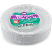 100 WHITE PLASTIC PLATES - 7 inch/18cm quality durable plates ideal for hot and cold food AzonUK