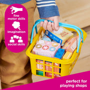 Casdon Shopping Basket. Colourful Toy Shopping Basket for Children Aged 2+. Comes with Miniature Versions of Popular Branded Foods AmazonUK